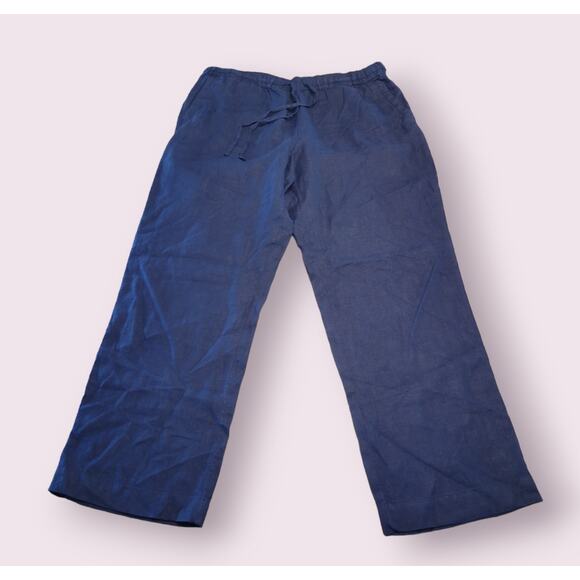 Charter Club Women’s 100% Linen Wide Leg Pants Blue Pull-On Sz L NWOT - Picture 3 of 9